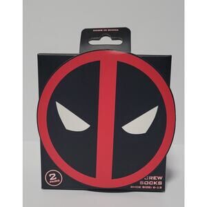 Marvel Deadpool Adult Crew Socks 2-Pairs Pack Box Set Shoe Size: 6-12